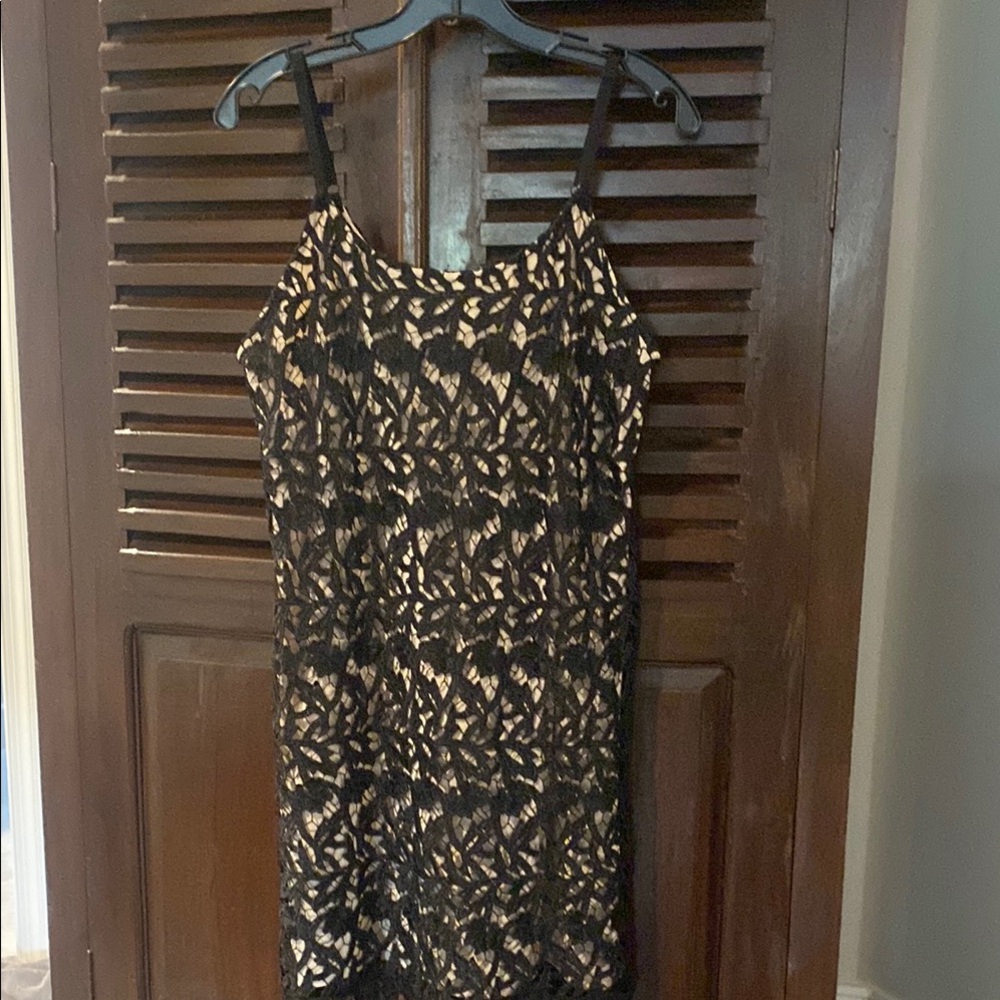 Elegant Black and Gold Lace Dress